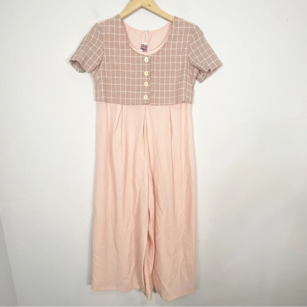 VINTAGE Checkered Culottes Jumpsuit